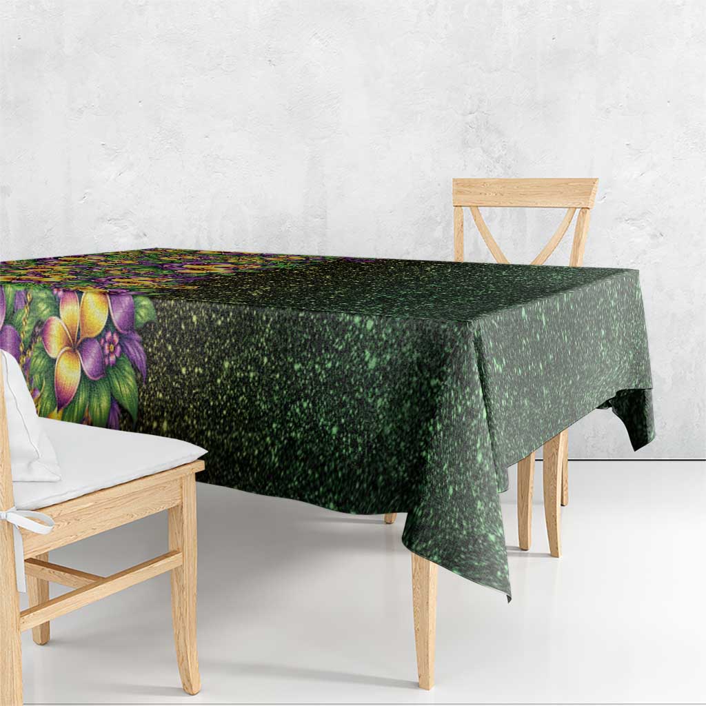 Hawaii Mardi Gras Tablecloth Tropical Flowers Glitter Style