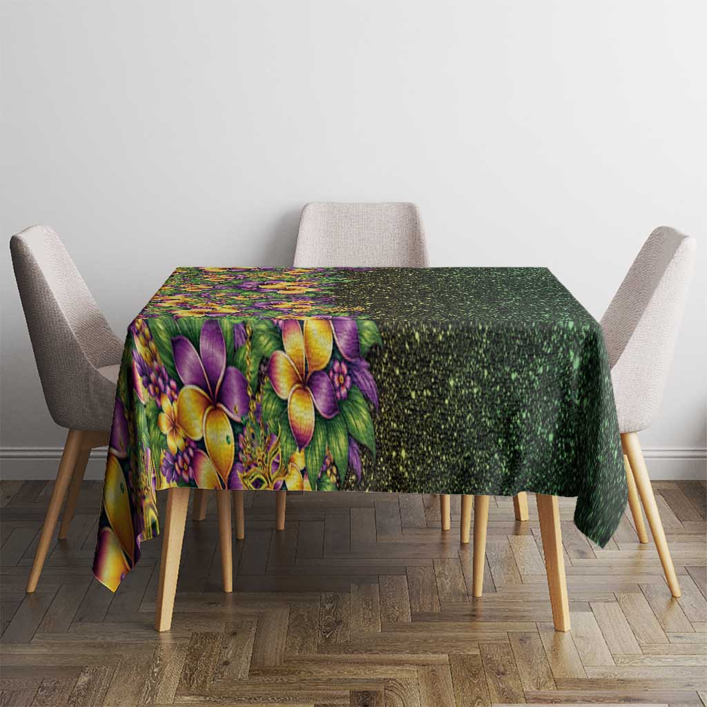 Hawaii Mardi Gras Tablecloth Tropical Flowers Glitter Style