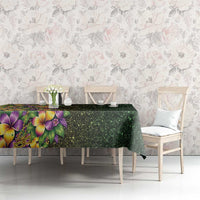 Hawaii Mardi Gras Tablecloth Tropical Flowers Glitter Style