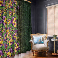 Hawaii Mardi Gras Window Curtain Tropical Flowers Glitter Style