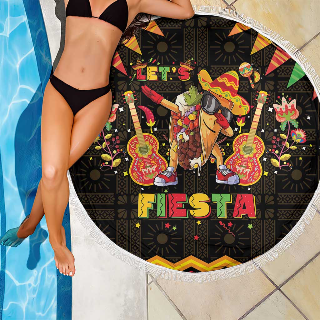 Mexico Cinco De Mayo Beach Blanket Let's Fiesta Dabbing Taco