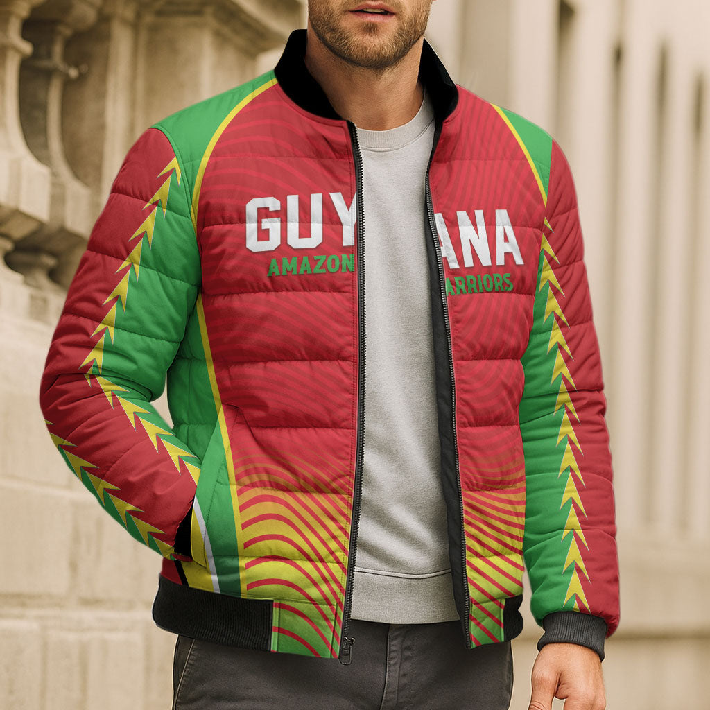 Custom Guyana 2026 Cricket Bomber Puffer Jacket Come On Warriors