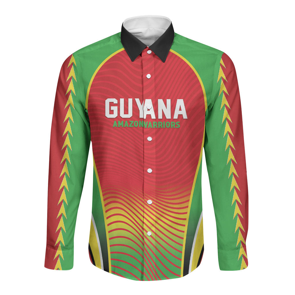 Custom Guyana 2026 Cricket Long Sleeve Button Shirt Come On Warriors