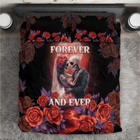 Black Day of the Dead sugar skull bedding set with “Forever and Ever” text and roses