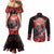 Day of Dead Couple Sugar Skull Couples Matching Mermaid Dress and Long Sleeve Button Shirt Forever and Ever!