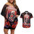 Day of Dead Couple Sugar Skull Couples Matching Off Shoulder Short Dress and Hawaiian Shirt Forever and Ever!