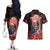 Day of Dead Couple Sugar Skull Couples Matching Off The Shoulder Long Sleeve Dress and Hawaiian Shirt Forever and Ever!