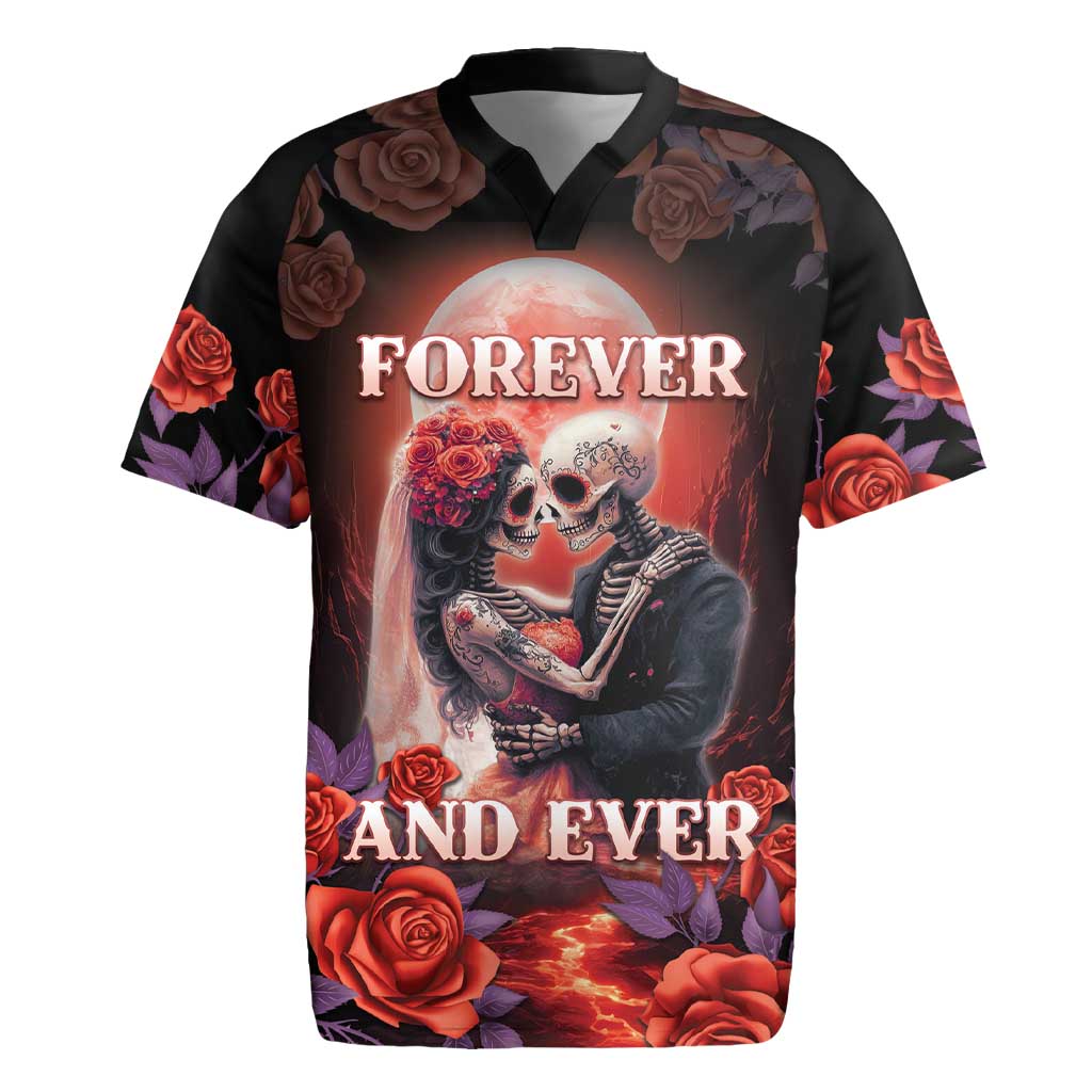 Personalised Day of Dead Couple Sugar Skull Rugby Jersey Forever and Ever! LT05 - Wonder Print Shop