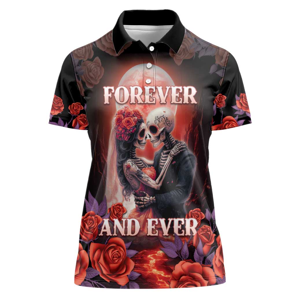 Day of Dead Couple Sugar Skull Women Polo Shirt Forever and Ever!