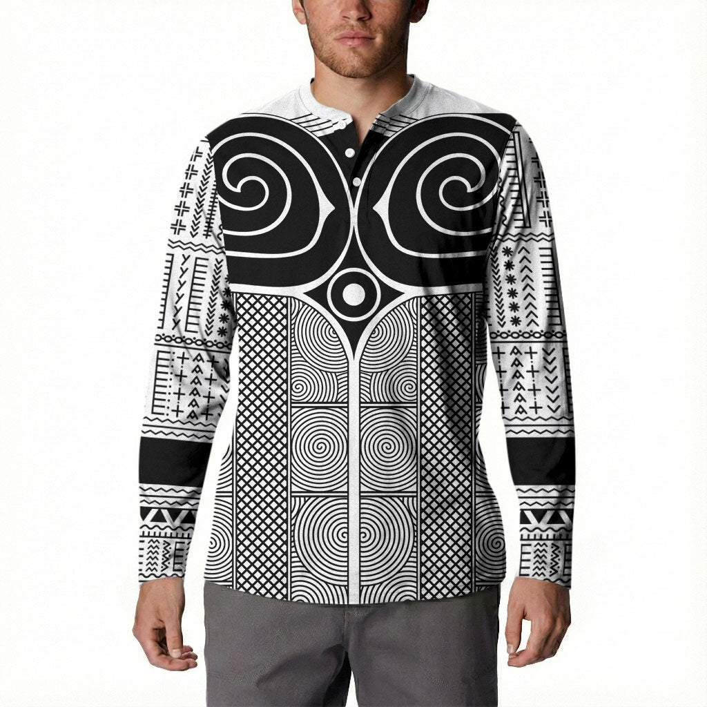 Japan Button Sweatshirt Jomon Tattoo Inspiration White