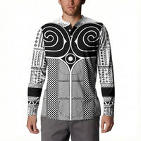 Japan Button Sweatshirt Jomon Tattoo Inspiration White