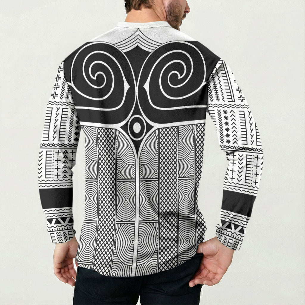 Japan Button Sweatshirt Jomon Tattoo Inspiration White