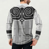 Japan Button Sweatshirt Jomon Tattoo Inspiration White