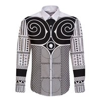 Japan Long Sleeve Button Shirt Jomon Tattoo Inspiration White