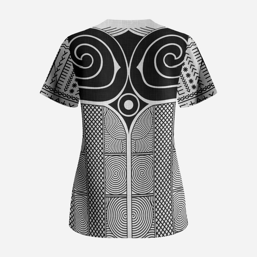 Japan Scrub Top Jomon Tattoo Inspiration White