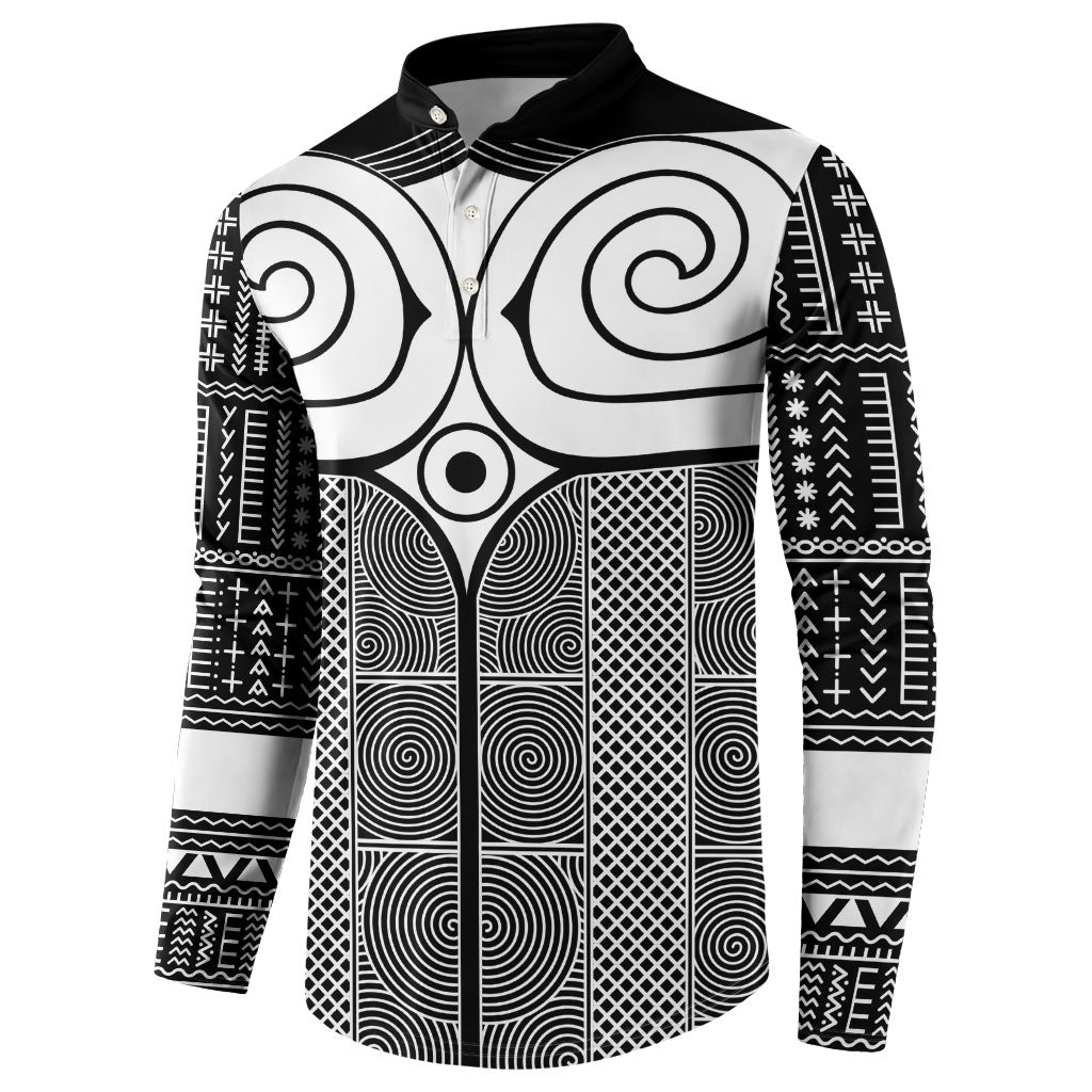 Japan Button Sweatshirt Jomon Tattoo Inspiration Black