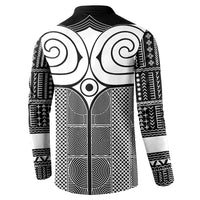 Japan Button Sweatshirt Jomon Tattoo Inspiration Black