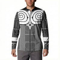 Japan Button Sweatshirt Jomon Tattoo Inspiration Black