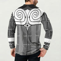Japan Button Sweatshirt Jomon Tattoo Inspiration Black