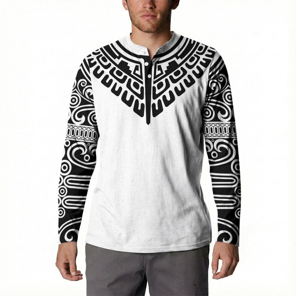 Japan Indigenous Jomon Tattoo Inspiration Button Sweatshirt White Version