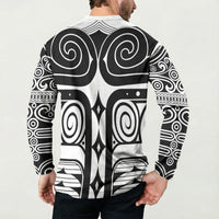 Japan Indigenous Jomon Tattoo Inspiration Button Sweatshirt White Version