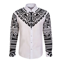 Japan Indigenous Jomon Tattoo Inspiration Long Sleeve Button Shirt White Version