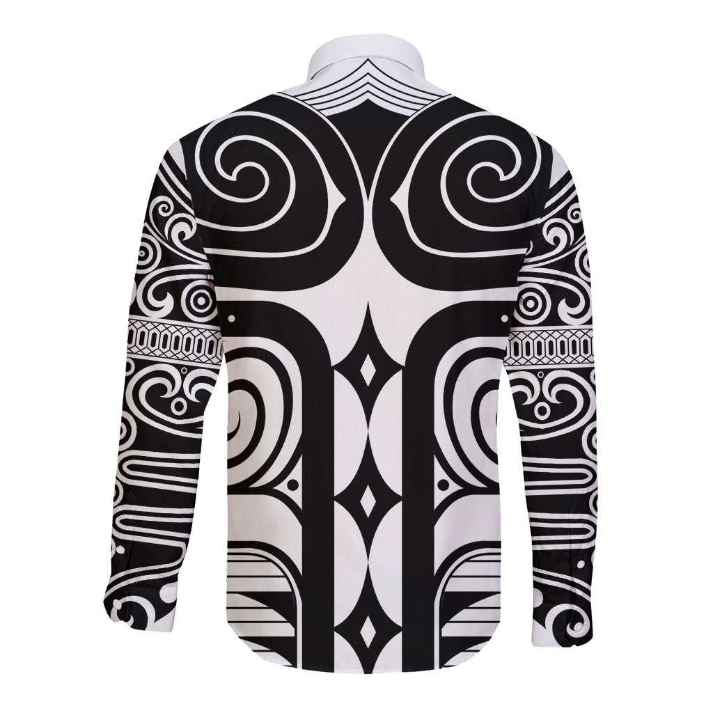 Japan Indigenous Jomon Tattoo Inspiration Long Sleeve Button Shirt White Version