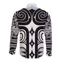 Japan Indigenous Jomon Tattoo Inspiration Long Sleeve Button Shirt White Version