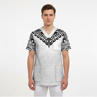 Japan Indigenous Jomon Tattoo Inspiration Scrub Top White Version
