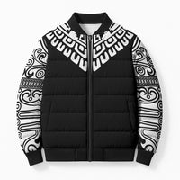 Japan Indigenous Jomon Tattoo Inspiration Bomber Puffer Jacket Black Version