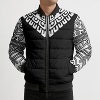 Japan Indigenous Jomon Tattoo Inspiration Bomber Puffer Jacket Black Version
