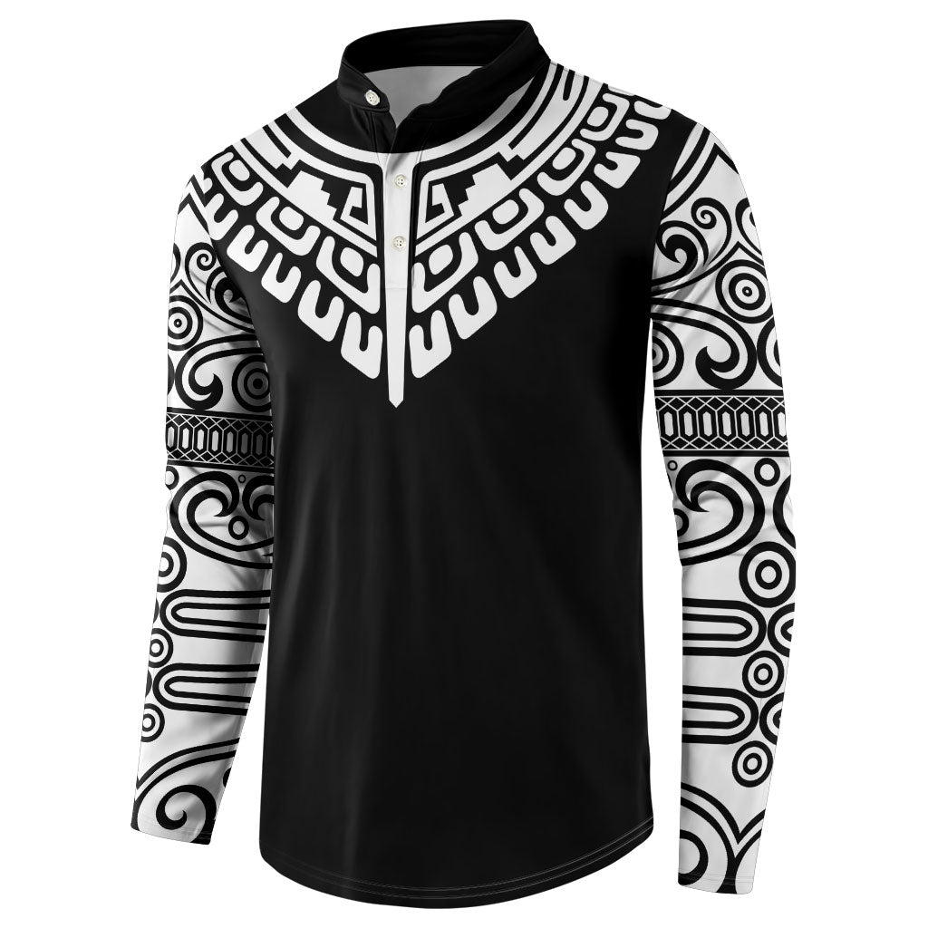 Japan Indigenous Jomon Tattoo Inspiration Button Sweatshirt Black Version