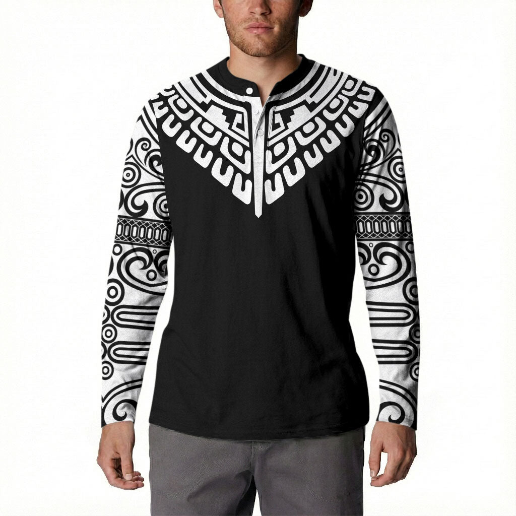 Japan Indigenous Jomon Tattoo Inspiration Button Sweatshirt Black Version