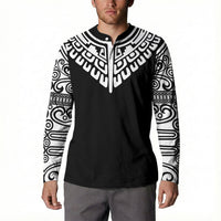 Japan Indigenous Jomon Tattoo Inspiration Button Sweatshirt Black Version