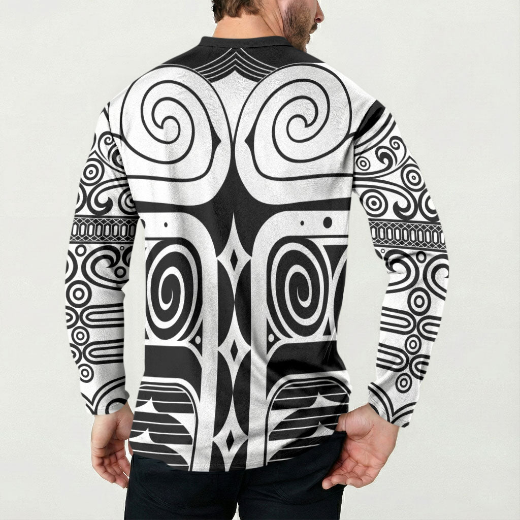 Japan Indigenous Jomon Tattoo Inspiration Button Sweatshirt Black Version