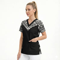 Japan Indigenous Jomon Tattoo Inspiration Scrub Top Black Version