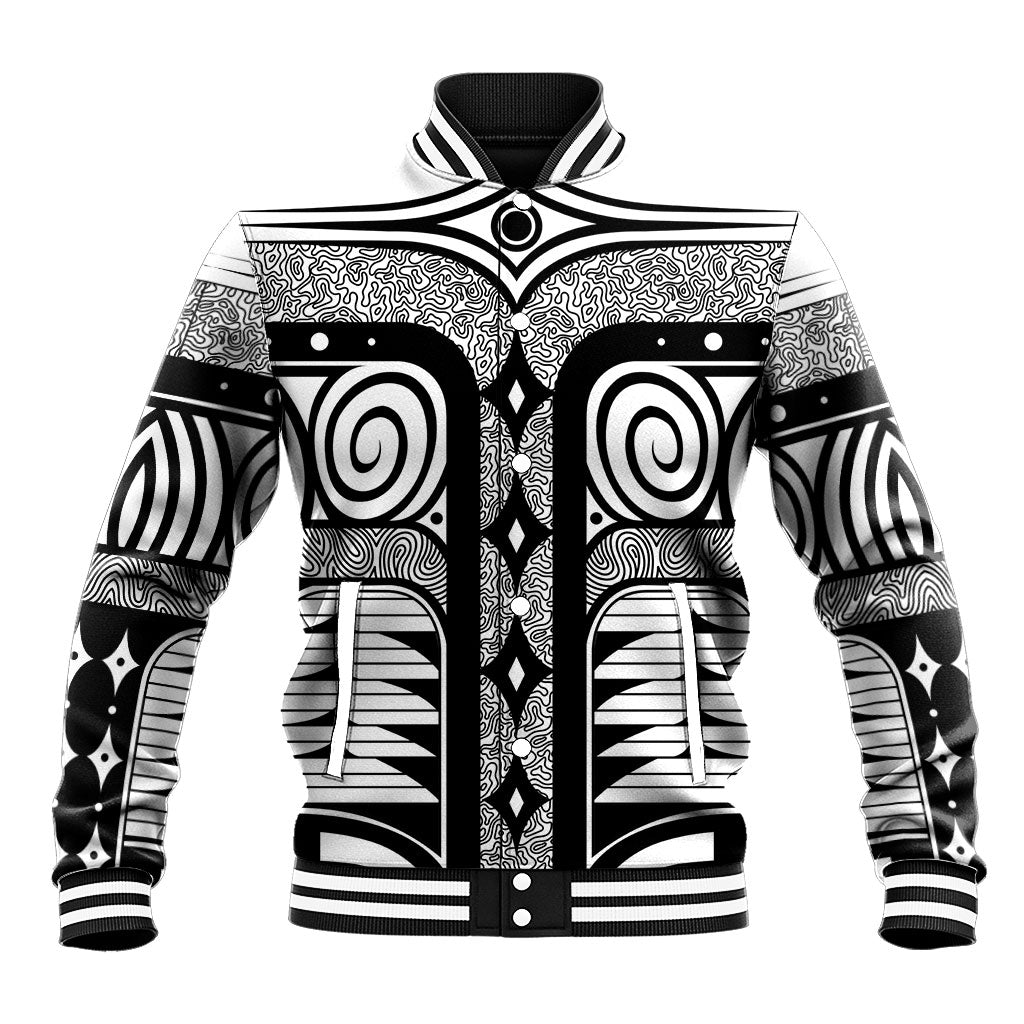 Japanese Indigenous Baseball Jacket Jomon Tribal Inspired White