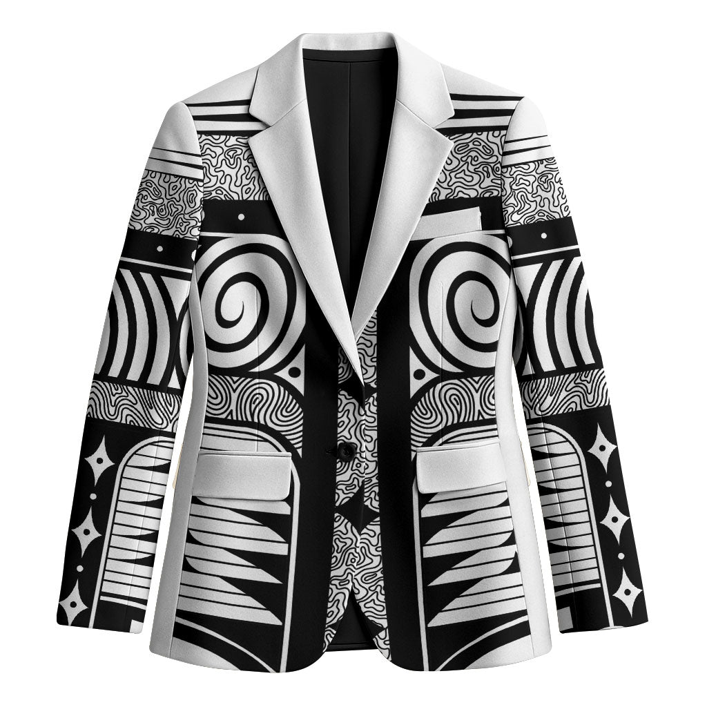 Japanese Indigenous Blazer Jomon Tribal Inspired White