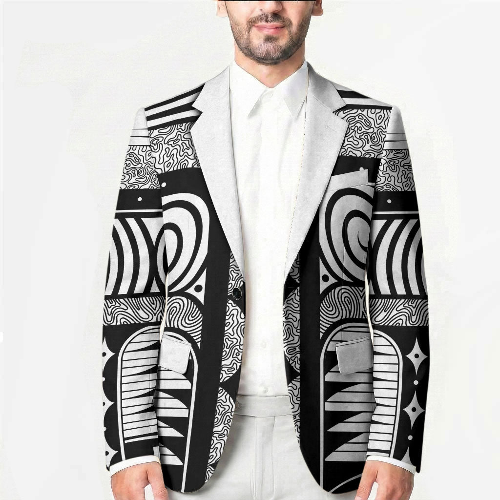 Japanese Indigenous Blazer Jomon Tribal Inspired White
