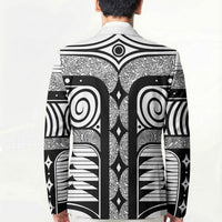 Japanese Indigenous Blazer Jomon Tribal Inspired White