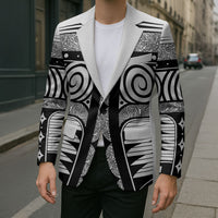Japanese Indigenous Blazer Jomon Tribal Inspired White