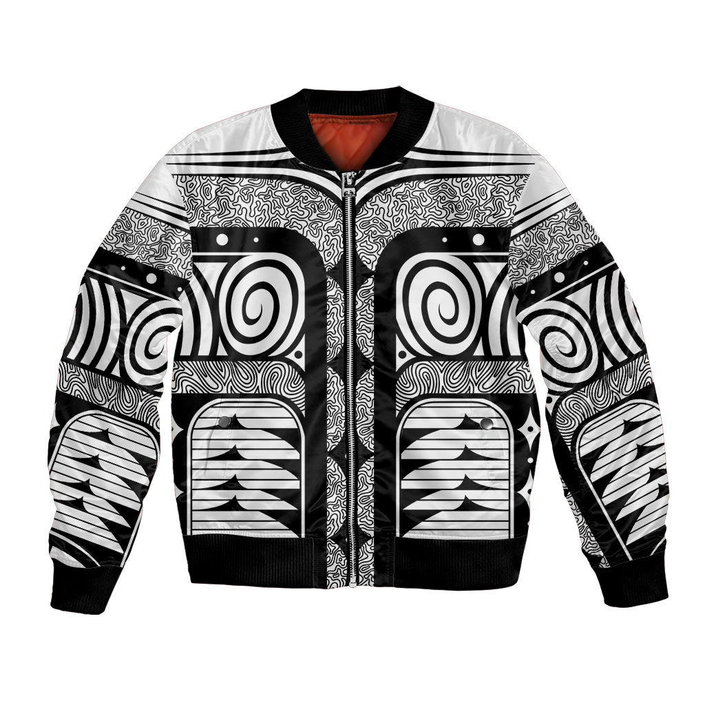 Japanese Indigenous Bomber Jacket Jomon Tribal Inspired White