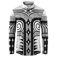 Japanese Indigenous Button Sweatshirt Jomon Tribal Inspired White