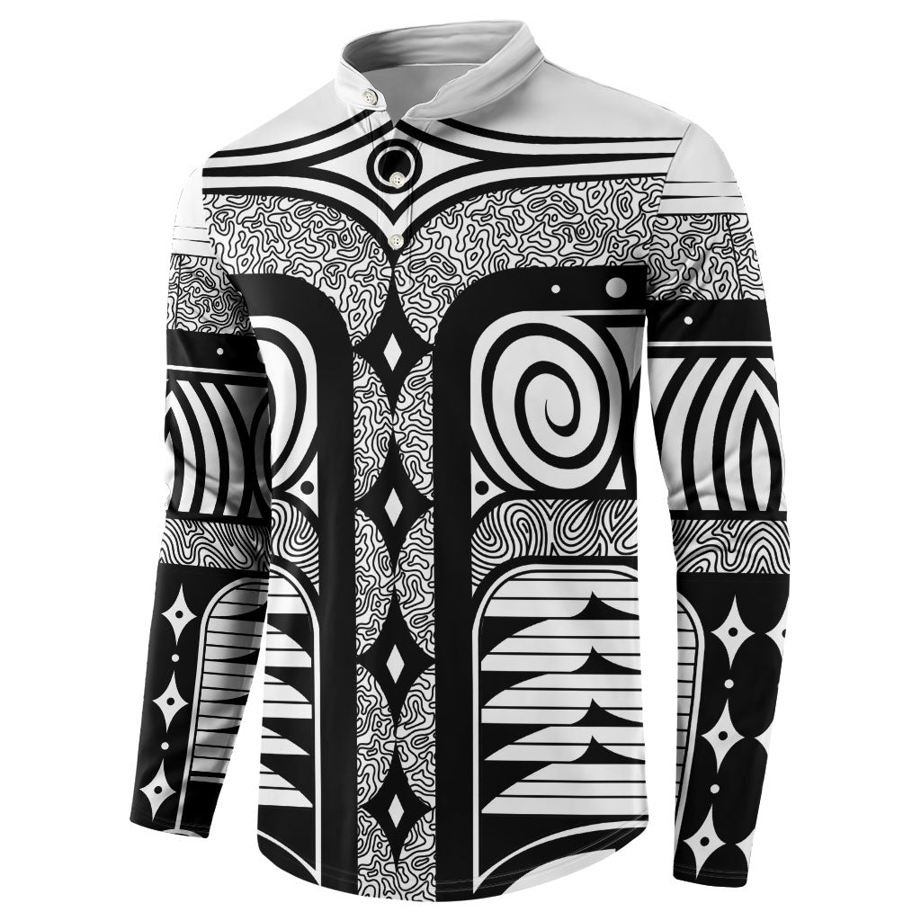 Japanese Indigenous Button Sweatshirt Jomon Tribal Inspired White