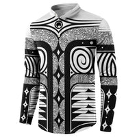 Japanese Indigenous Button Sweatshirt Jomon Tribal Inspired White