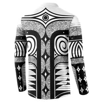 Japanese Indigenous Button Sweatshirt Jomon Tribal Inspired White