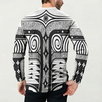 Japanese Indigenous Button Sweatshirt Jomon Tribal Inspired White