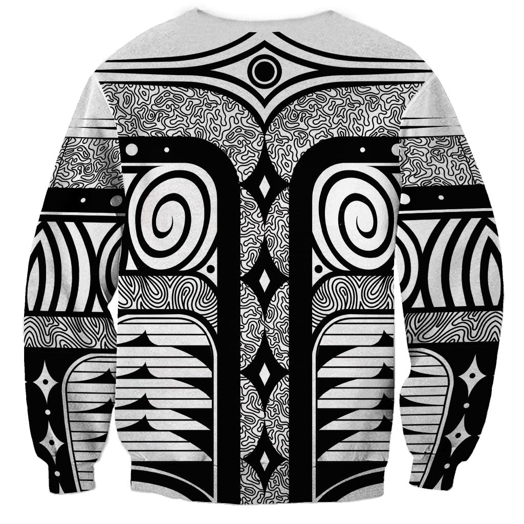 Japanese Indigenous Sweatshirt Jomon Tribal Inspired White