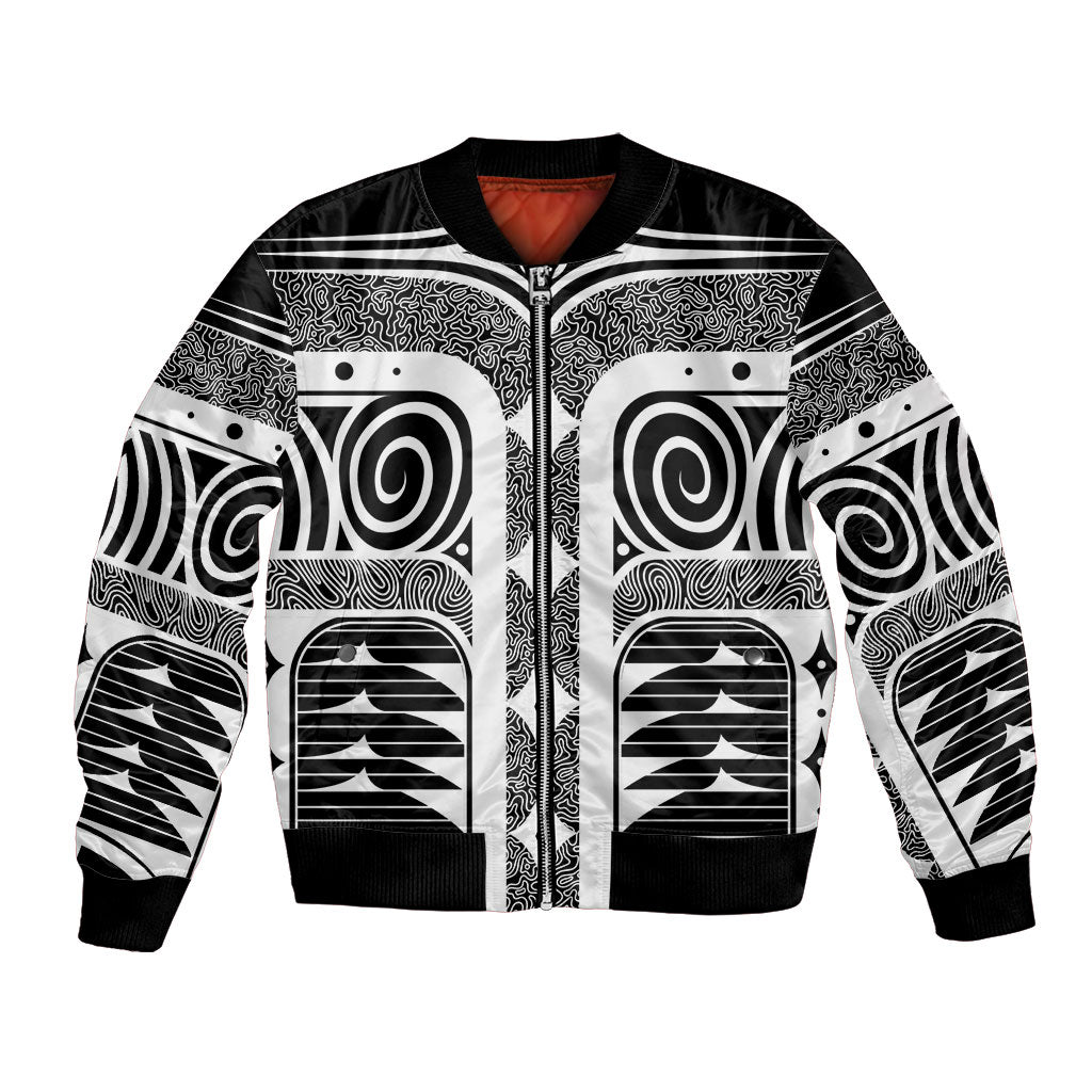 Japanese Indigenous Bomber Jacket Jomon Tribal Inspired Black