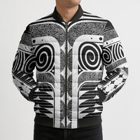 Japanese Indigenous Bomber Puffer Jacket Jomon Tribal Inspired Black